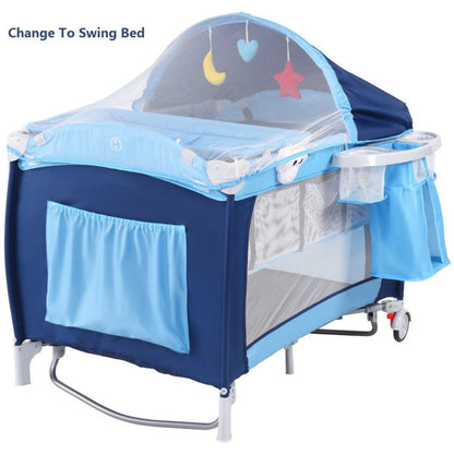 3-in-1 Foldable Baby Crib Playpen with Mosquito Net and Carry Bag