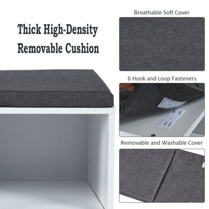 10-Cube Organizer Shoe Storage Bench with Cushion for Entryway