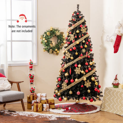6/7 FT Artificial Christmas Tree with Bendable Top Section and Warm Light