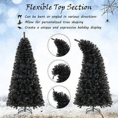 6/7 FT Artificial Christmas Tree with Bendable Top Section and Warm Light
