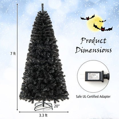 6/7 FT Artificial Christmas Tree with Bendable Top Section and Warm Light
