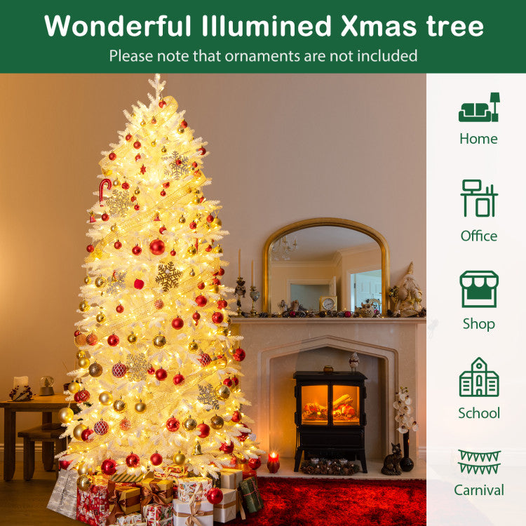 7 FT Artificial Xmas Tree with 1880 PE PVC Branch Tips for Party and Carnival