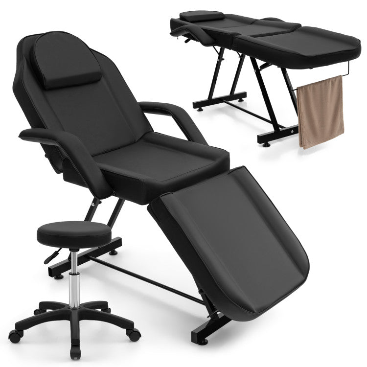 73 Inch Facial Chair Set with Removable Headrest Detachable Armrests and Towel Rack