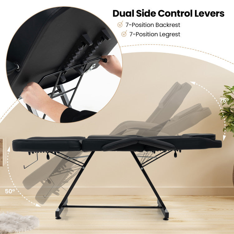 73 Inch Facial Chair Set with Removable Headrest Detachable Armrests and Towel Rack