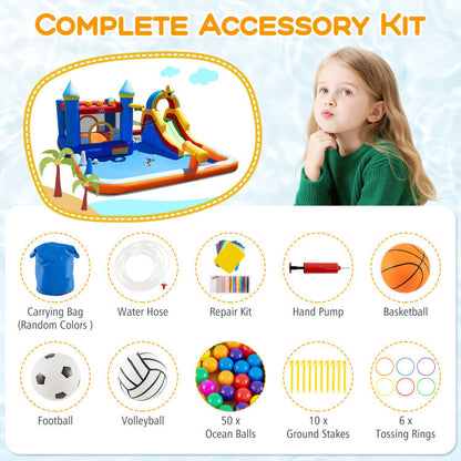 Inflatable Water Slide Park with Climbing Wall and Splash Pool