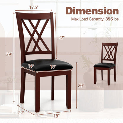 Set of 2 Dining Chair with Backrest and Padded Seat