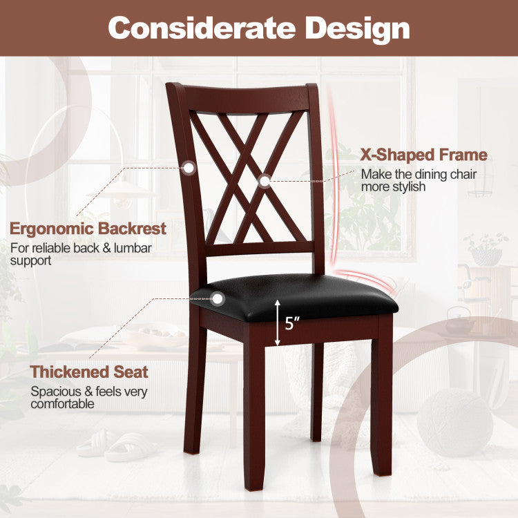 Set of 2 Dining Chair with Backrest and Padded Seat
