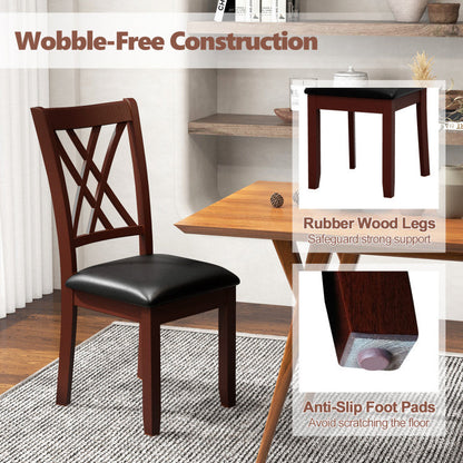 Set of 2 Dining Chair with Backrest and Padded Seat