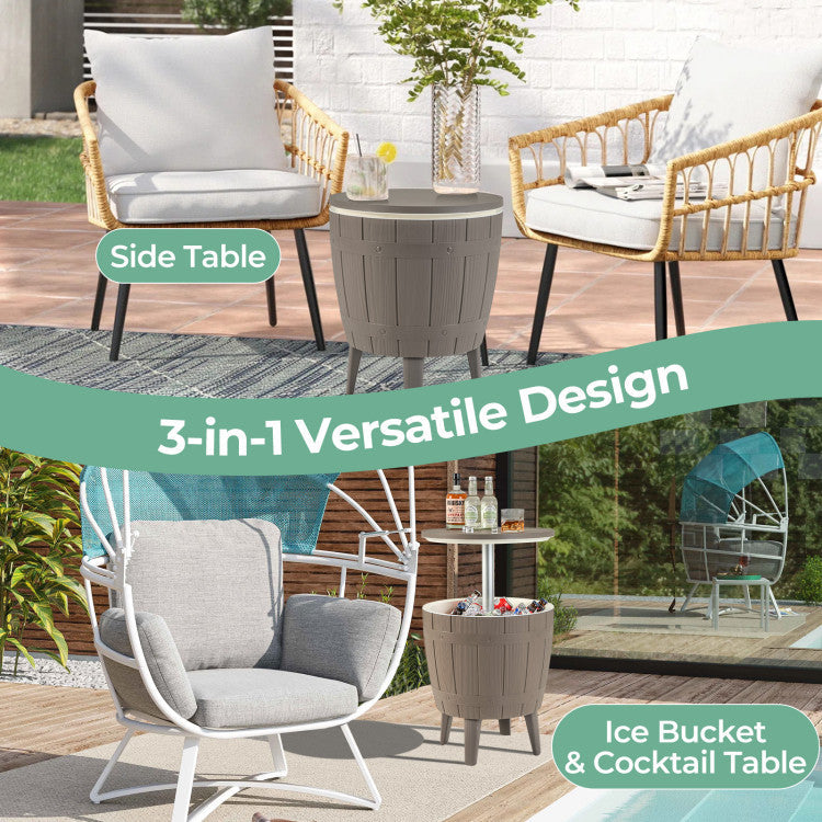 10 Gallon Cooler Bar Table Outdoor Coffee Table Ice Bucket with Telescopic Tabletop for Beer and Wine