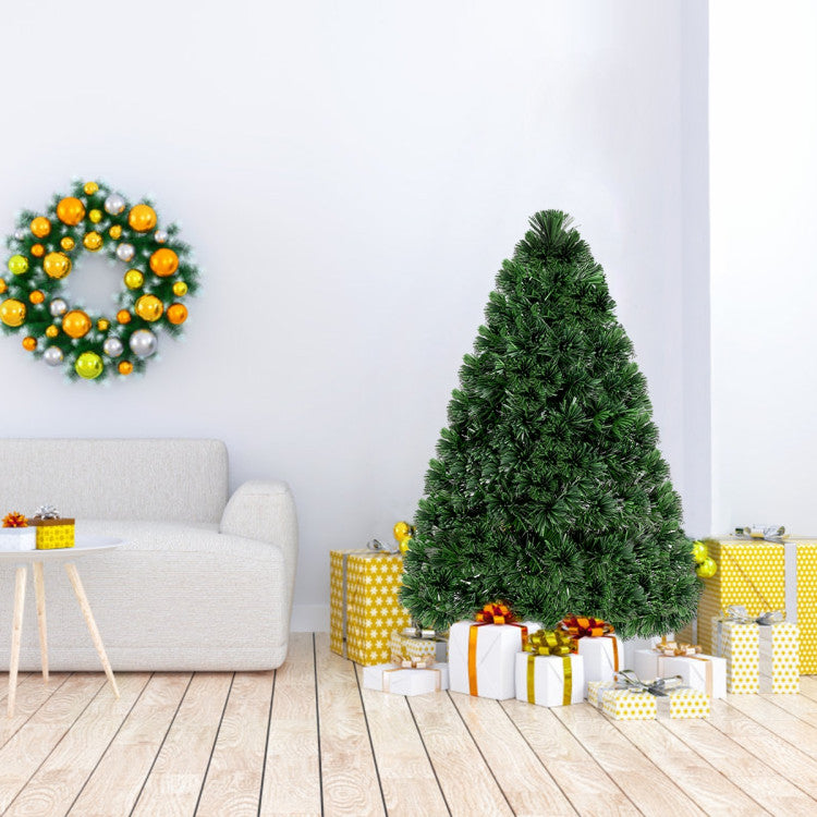 3/4/5 Feet Artificial Pre-Lit Fiber Optic PVC Christmas Tree