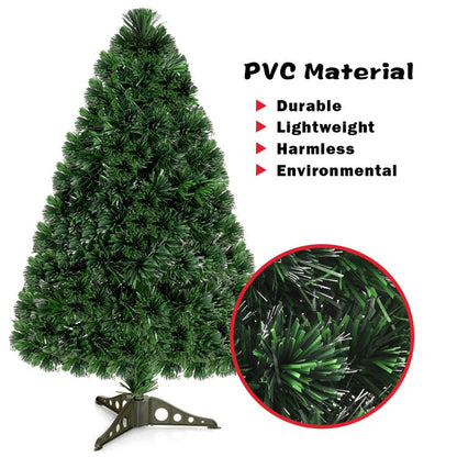3/4/5 Feet Artificial Pre-Lit Fiber Optic PVC Christmas Tree