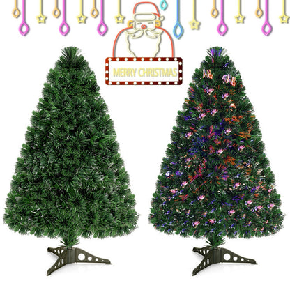 3/4/5 Feet Artificial Pre-Lit Fiber Optic PVC Christmas Tree