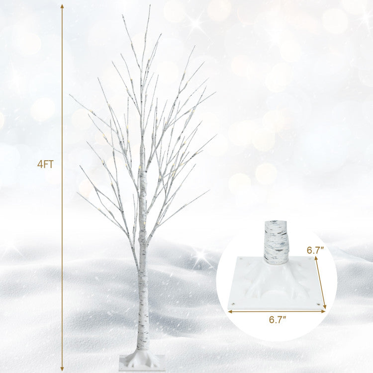 Pre-lit White Twig Birch Tree for Christmas Holiday with LED Lights