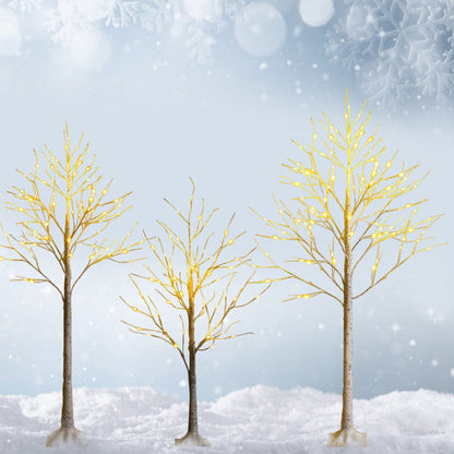 Pre-lit White Twig Birch Tree for Christmas Holiday with LED Lights