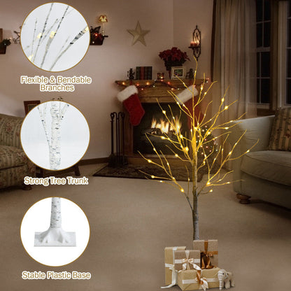 Pre-lit White Twig Birch Tree for Christmas Holiday with LED Lights