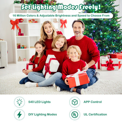 Pre-lit Artificial Hinged Christmas Tree with APP Controlled LED Lights