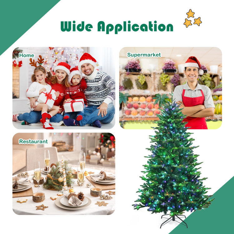 Pre-lit Artificial Hinged Christmas Tree with APP Controlled LED Lights