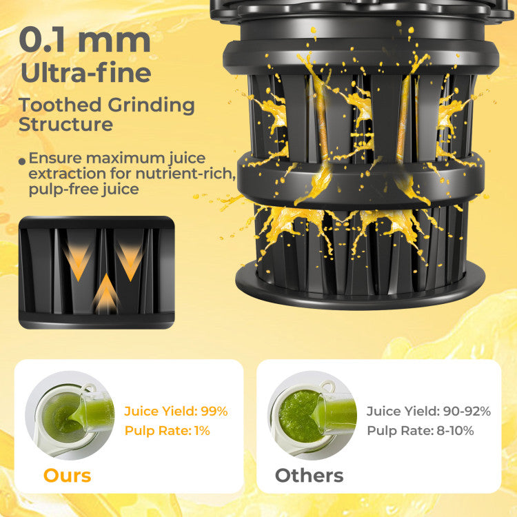 Cold Press Juicer with 5.3 Inches Feed Chute, High Juice Yield and Reverse Function
