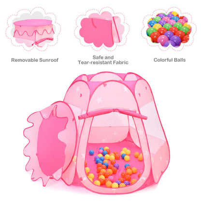 Pink Portable Kid Play House Play Tent with 100 Balls