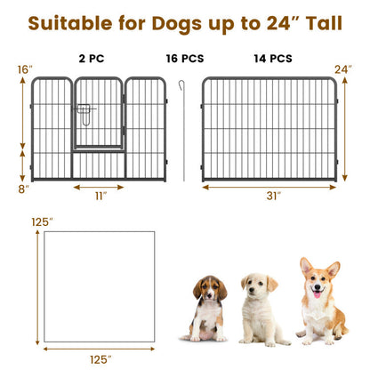 16 Panel 24/32/40 Inches Height Dog Playpen with Lock and Large Door