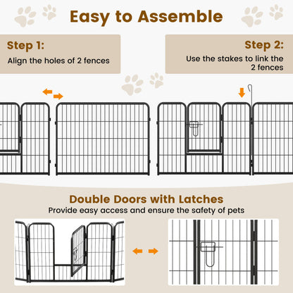 16 Panel 24/32/40 Inches Height Dog Playpen with Lock and Large Door