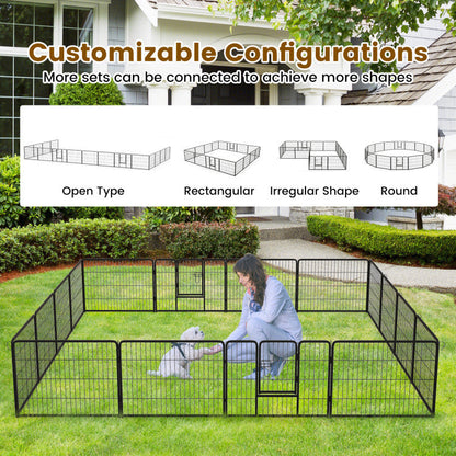 16 Panel 24/32/40 Inches Height Dog Playpen with Lock and Large Door