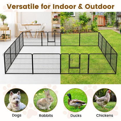 16 Panel 24/32/40 Inches Height Dog Playpen with Lock and Large Door