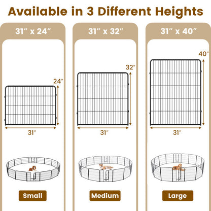 16 Panel 24/32/40 Inches Height Dog Playpen with Lock and Large Door