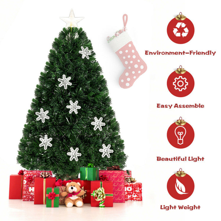 3/4/5/6 Feet LED Optic Artificial Christmas Tree with Snowflakes