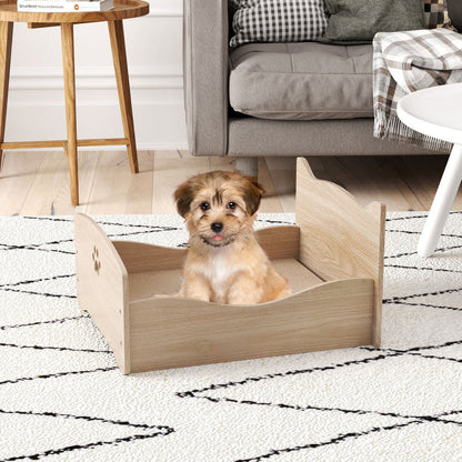 Elevated Pet Bed Frame with Rails and Cute Headboards
