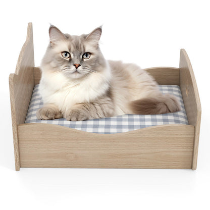 Elevated Pet Bed Frame with Rails and Cute Headboards