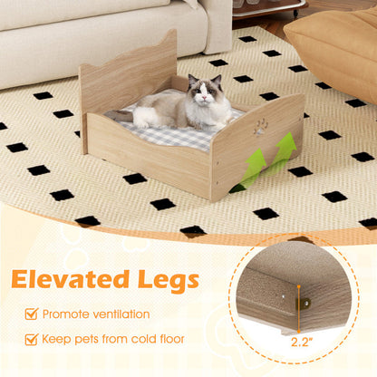 Elevated Pet Bed Frame with Rails and Cute Headboards