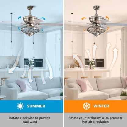 52 Inches Ceiling Fan with Wooden Blades and Remote Control