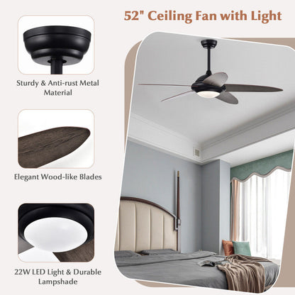 52 Inch Ceiling Fan with Lights and 3 Wind Speeds