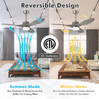 48 Inch Wood Ceiling Fan Indoor with LED Lights and 6 Speed Levels