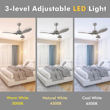 48 Inch Wood Ceiling Fan Indoor with LED Lights and 6 Speed Levels