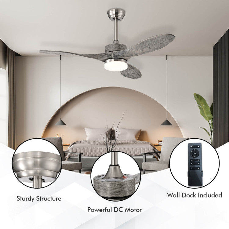 48 Inch Wood Ceiling Fan Indoor with LED Lights and 6 Speed Levels