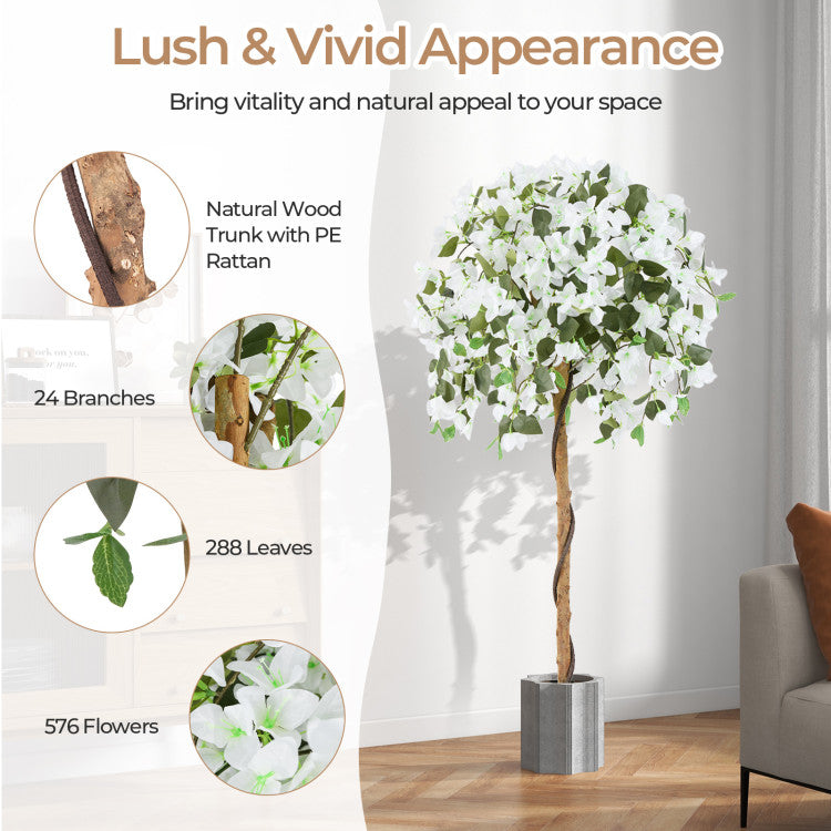 4.5 Feet Artificial Azalea Tree with Cement Pot