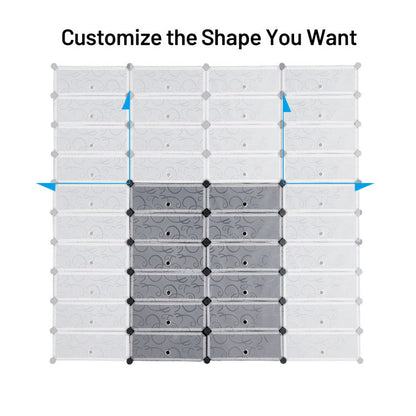 12-Cube DIY Portable Plastic Shoe Rack with 6-Tier Transparent Doors