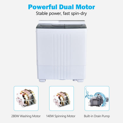 Twin Tub Portable Washing Machine with Timer Control and Drain Pump for Apartment