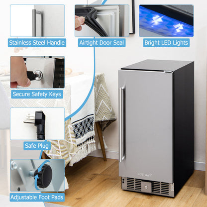 Compact Refrigerator with Adjustable Thermostat and Stainless Steel Door