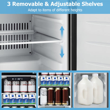 Compact Refrigerator with Adjustable Thermostat and Stainless Steel Door