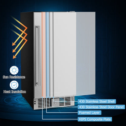 Compact Refrigerator with Adjustable Thermostat and Stainless Steel Door
