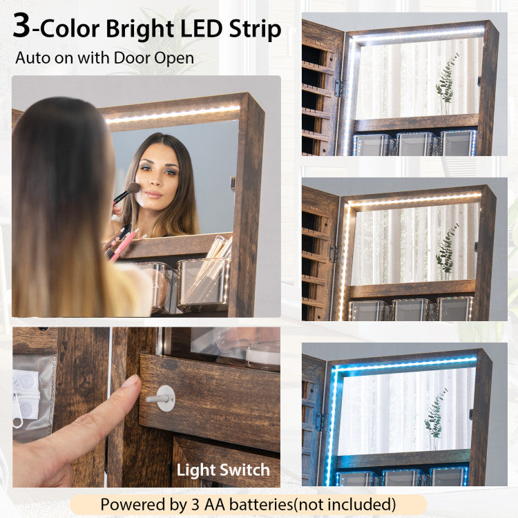Freestanding Jewelry Cabinet with Full-Length Mirror