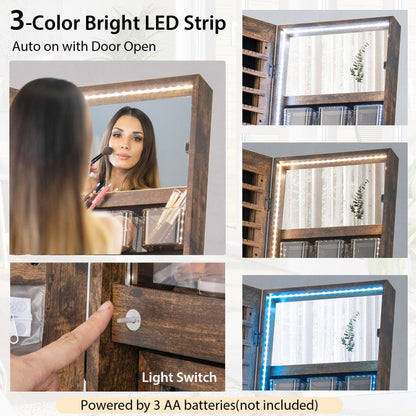 Freestanding Jewelry Cabinet with Full-Length Mirror