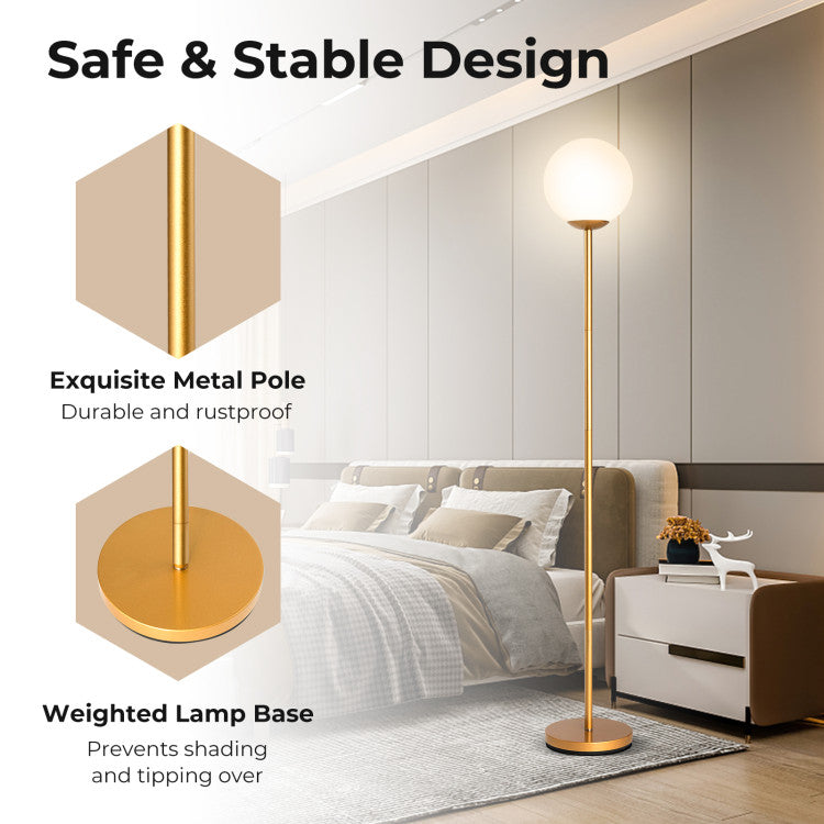 Glass Globe LED Floor Lamp with Glass Lampshade