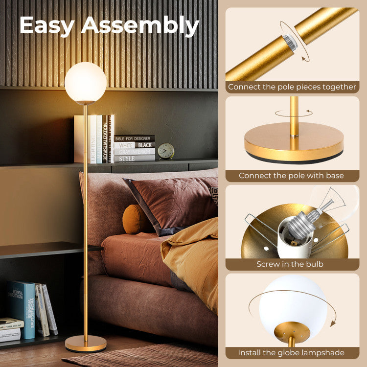 Glass Globe LED Floor Lamp with Glass Lampshade