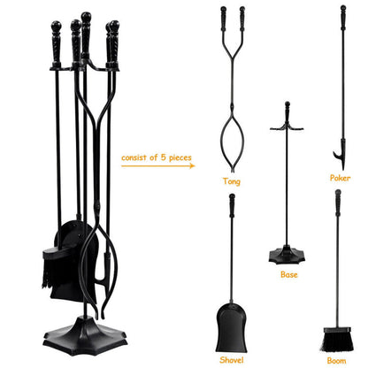 31 inch 5 Pieces Metal Fireplace Tool Set with Stand