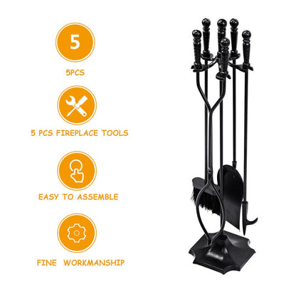 31 inch 5 Pieces Metal Fireplace Tool Set with Stand