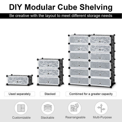 12-Cube DIY Portable Plastic Shoe Rack with 6-Tier Transparent Doors